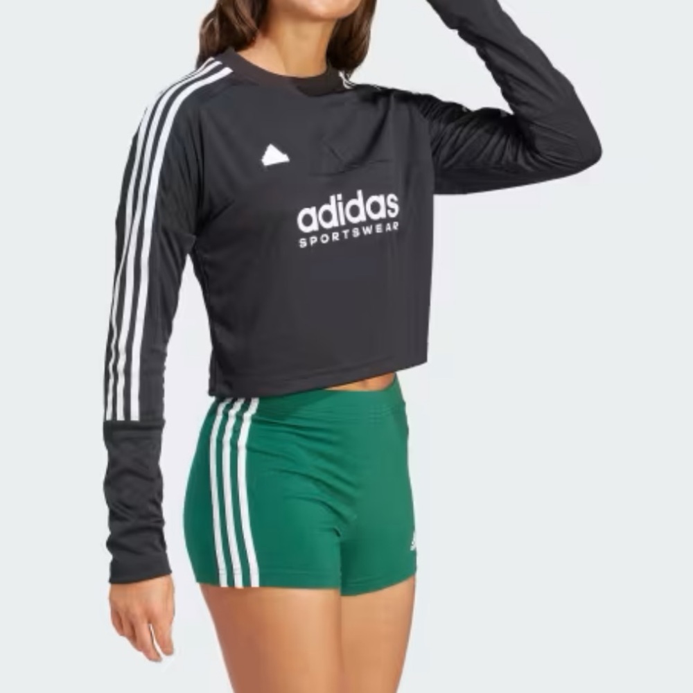 Adidas Women's Tiro 3-Stripes Long Sleeve Tee Cropped‎ Sporty Blokecore Spring S - Picture 2 of 13